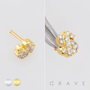 CZ GEM PAVED DOLLAR SIGN 316L SURGICAL STEEL NOSE BONE STUD NOSE RING